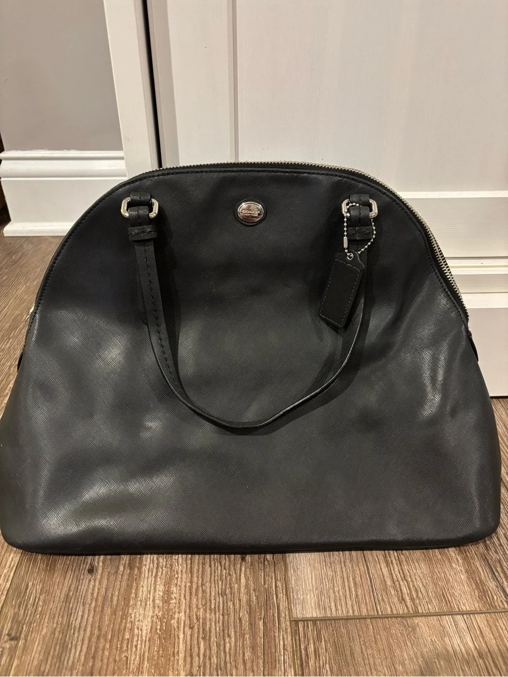 Saffiano leather dome satchel from the Coach Peyton collection